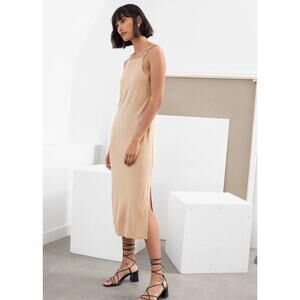 & Other Stories Dress Womens 4 Small Nude Slip Square Neck Midi Tank Stokckholm